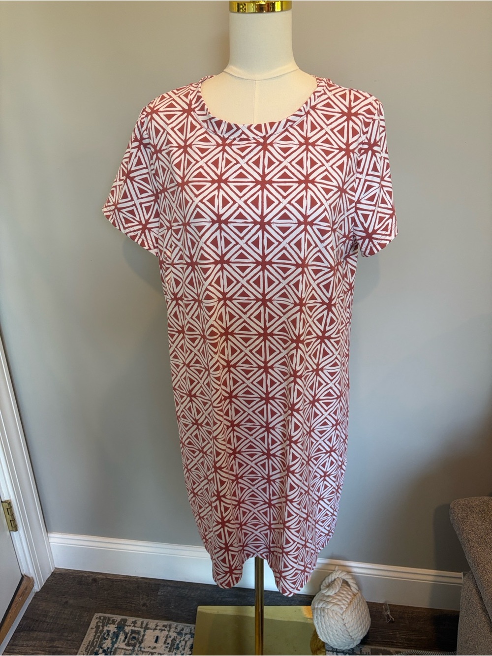 Southern Tide Coral Geometric Shift Dress XL Coastal Preppy